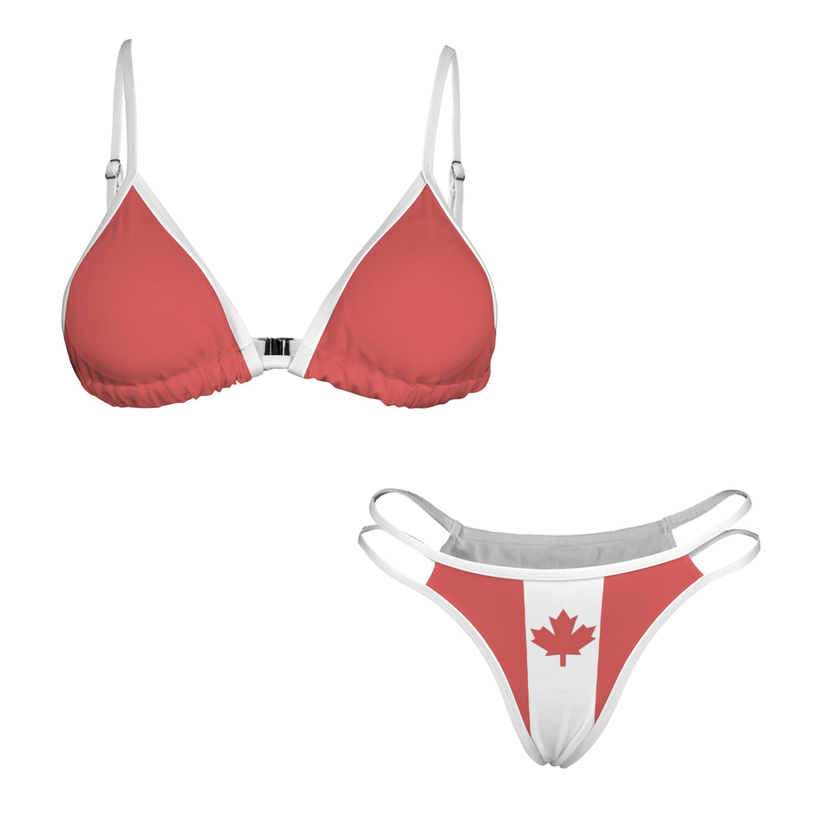 Canada Flag Inspired Double-Strap Triangle Bikini Set