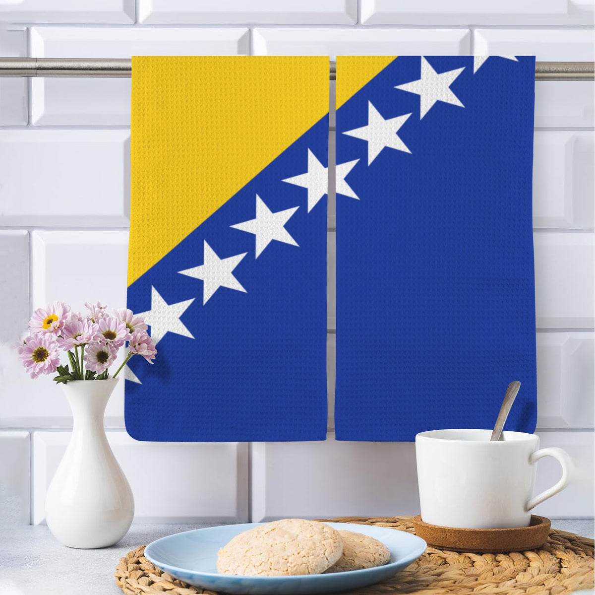 Bosnia and Herzegovina Flag Inspired Kitchen Towel 40X60cm (Pack of 2) | Printed In the USA