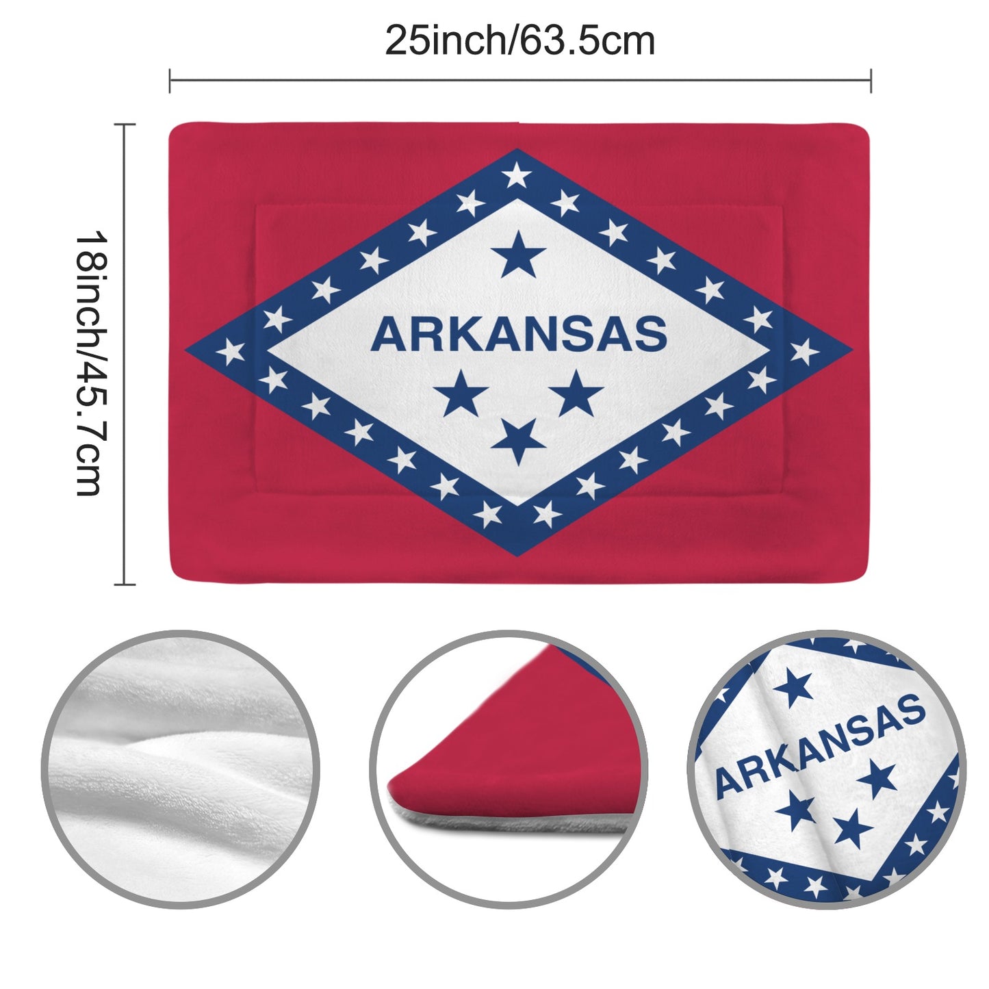 Arkansas Flag Inspired Pet Mat 25x18inch (Made in the USA)