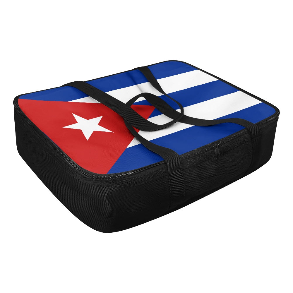 Black suitcase with Cuban flag design by [Brand].