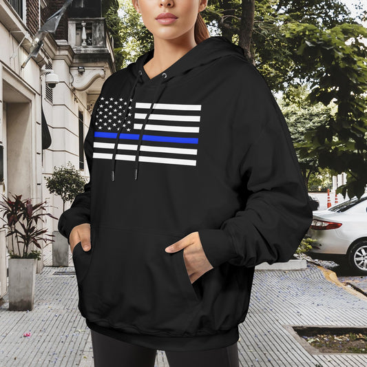 Thin Blue Line Flag Women's Hoodie Made in the USA