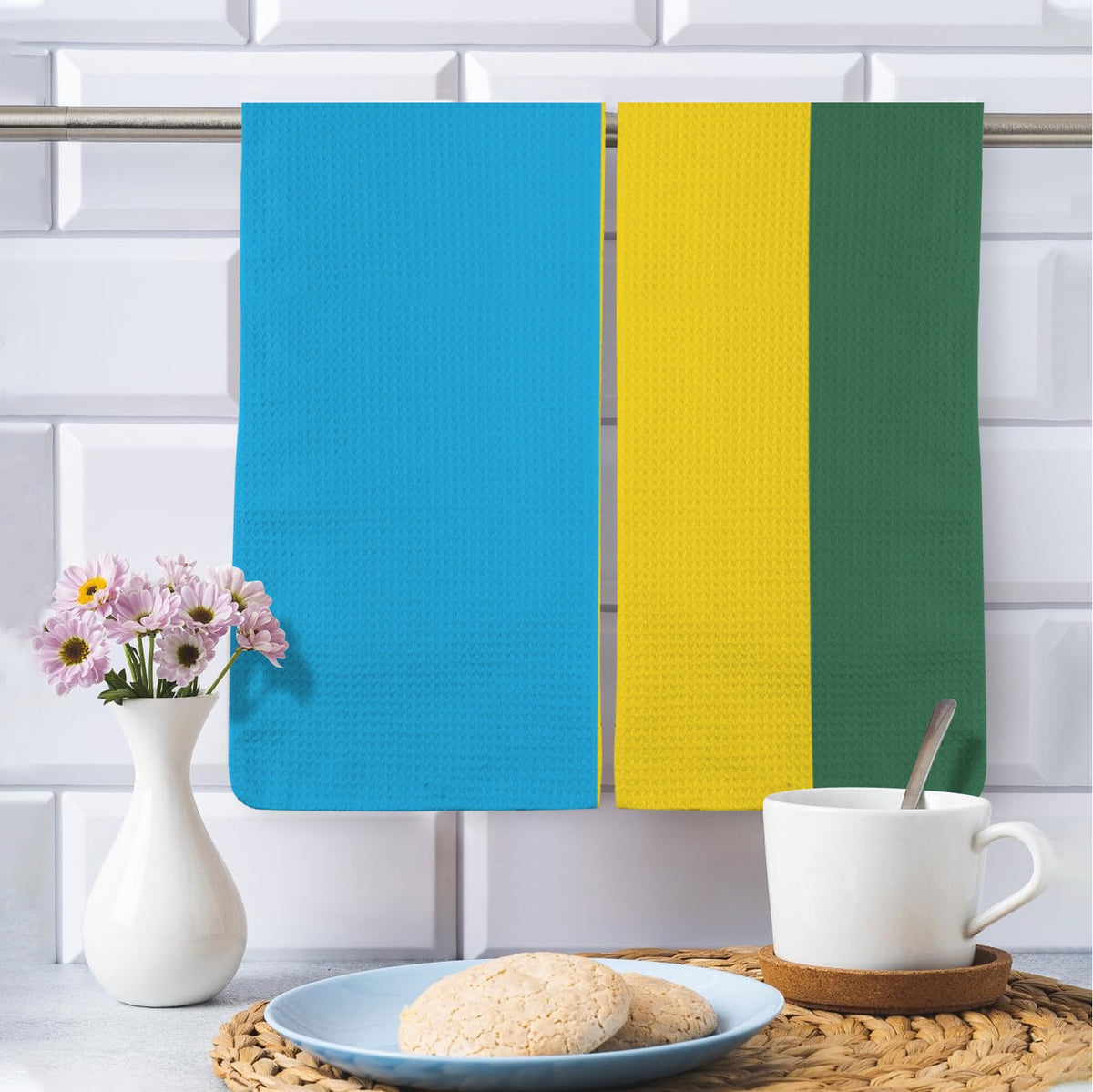 Rwanda Flag Inspired Kitchen Towel 40X60cm (Pack of 2) | Printed In the USA
