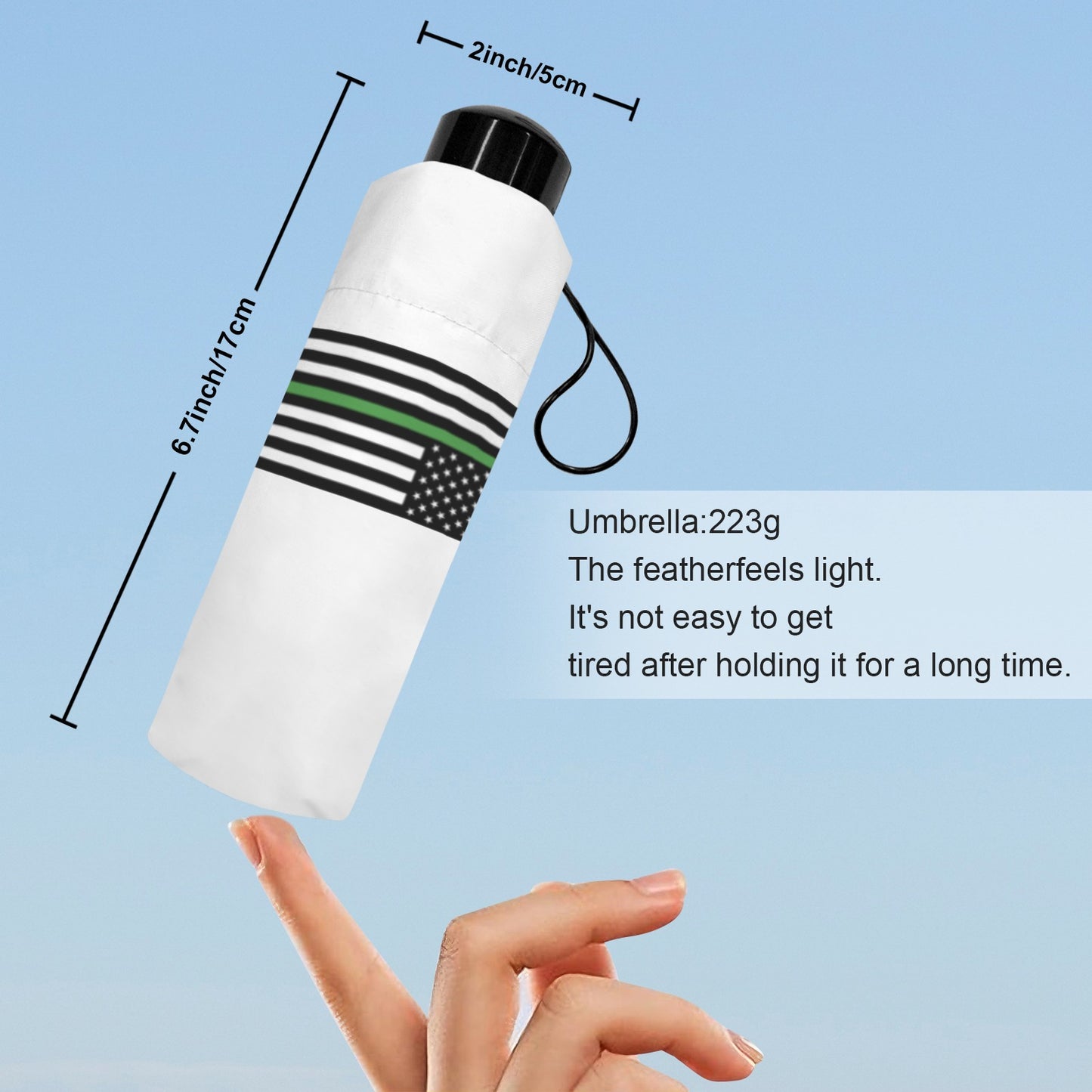 Thin Green Line Flag Inspired Mini Compact Umbrella