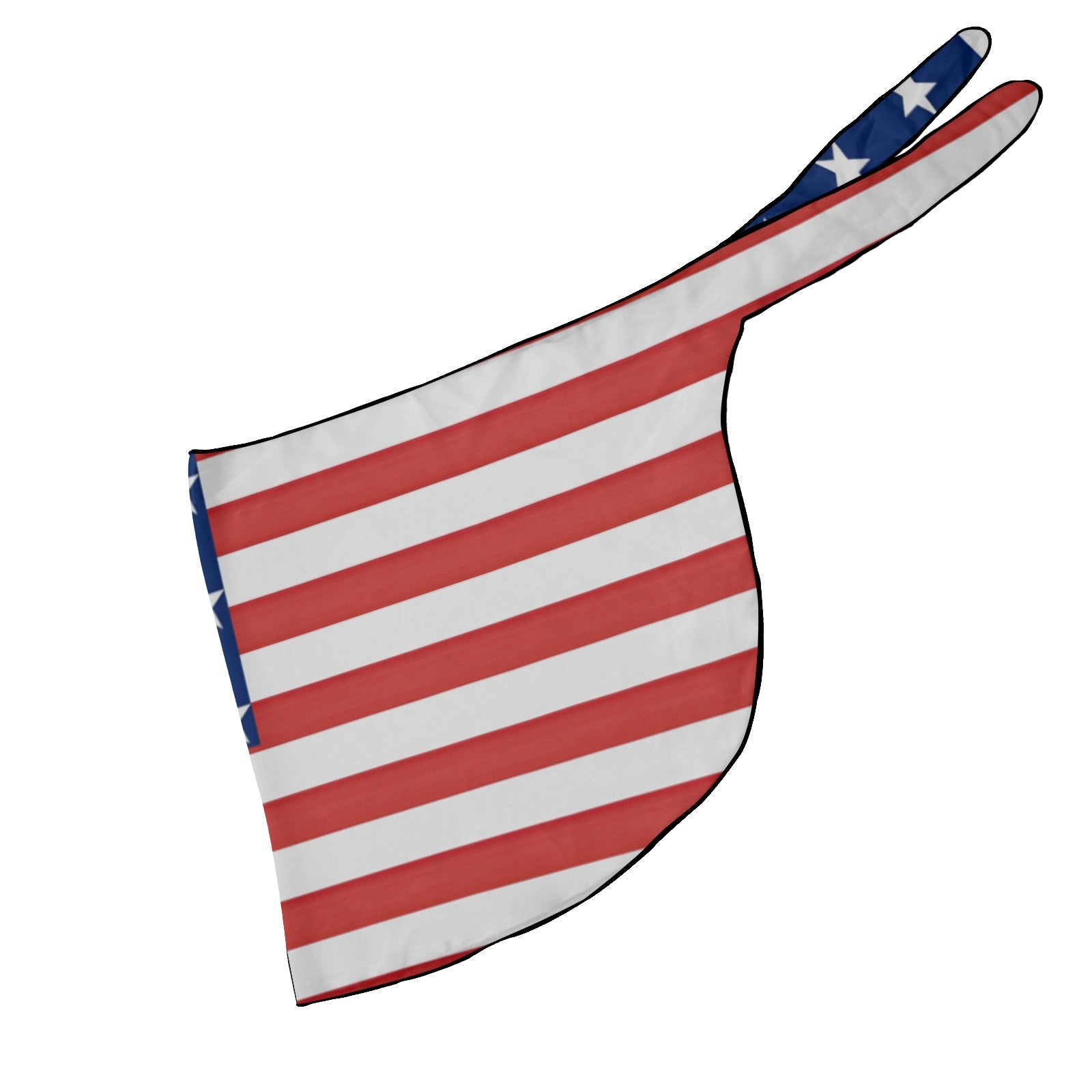 American flag-themed saddle cover by [Brand], featuring stars, stripes.