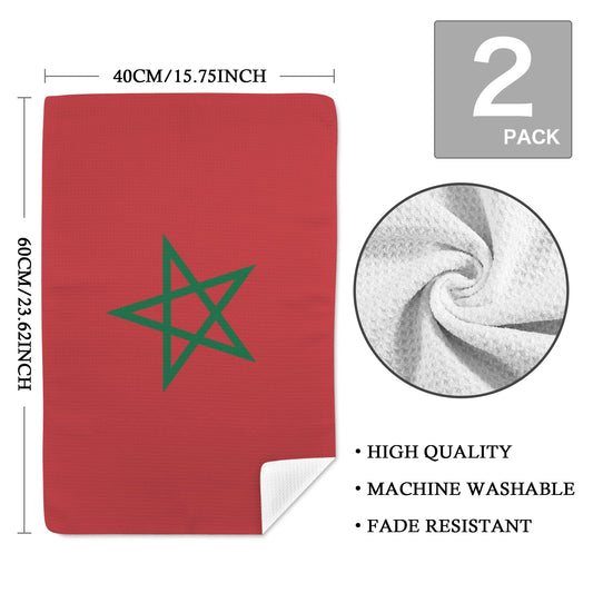 Morocco Flag Inspired Kitchen Towel 40X60cm (Pack of 2) | Printed In the USA