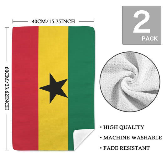 Ghana Flag Inspired Kitchen Towel 40X60cm (Pack of 2) | Printed In the USA