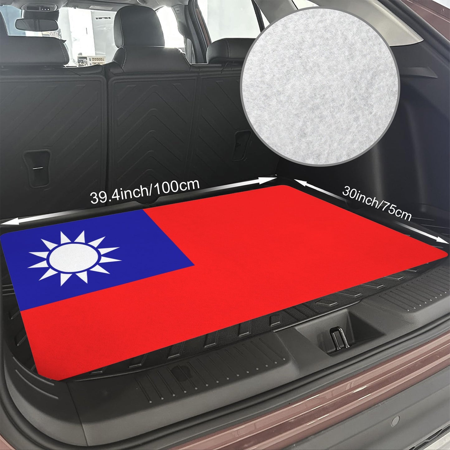 Taiwan Flag Inspired Car Trunk Mat 100 × 75 cm / 39.4 × 30 in Printed in the USA