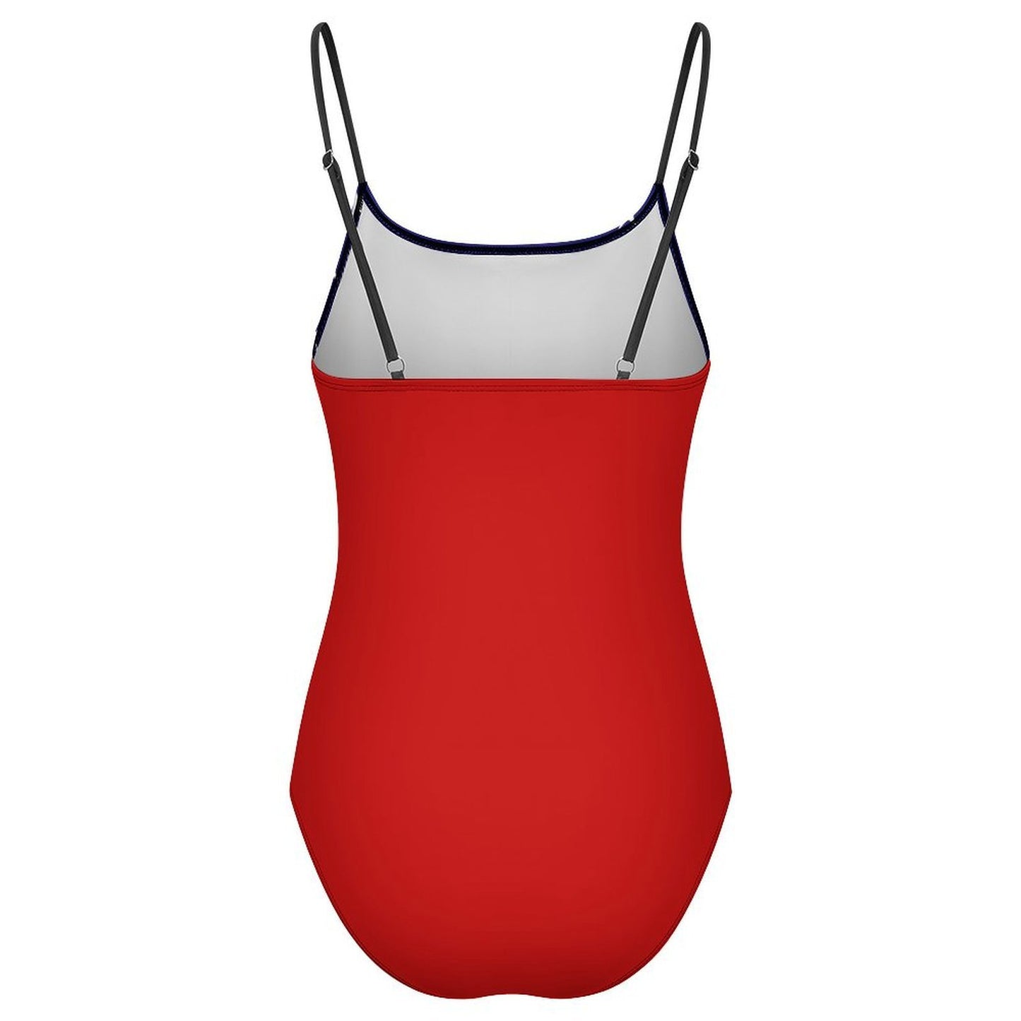 USA/American Flag Inspired Style-2 Women's Square Neck Mesh Spliced One Piece Swimsuit