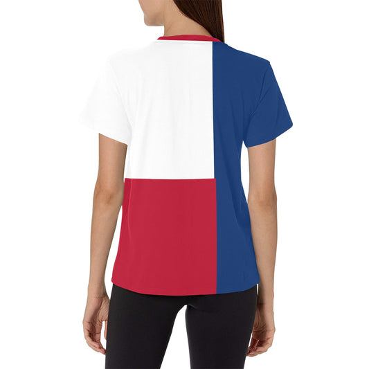Texas Flag Inspired Women's All Over Print Crew Neck T-Shirt(T40-2)(Made in Queens)