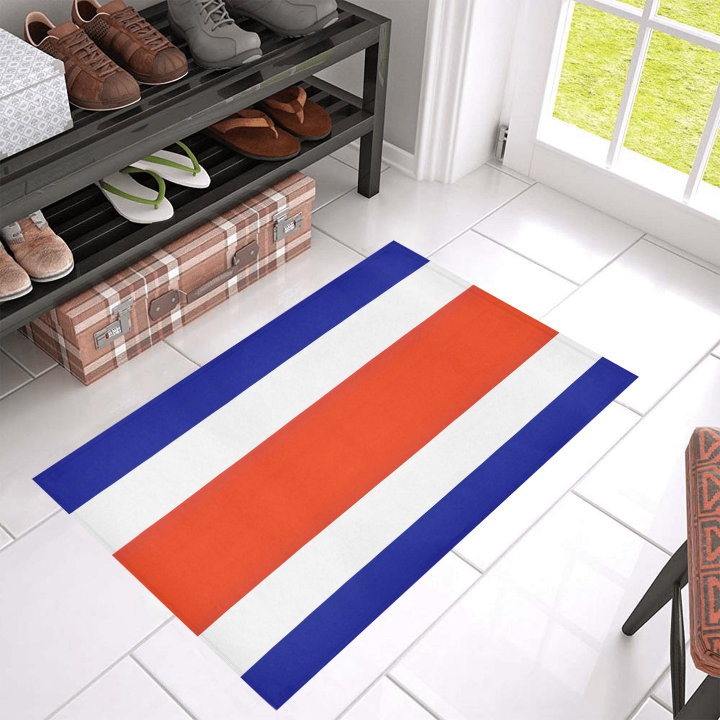 Costa Rica Flag Inspired Doormat 30" x 18" (Sponge Material)