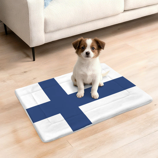 Finland Flag Inspired Pet Mat 25x18inch (Made in the USA)
