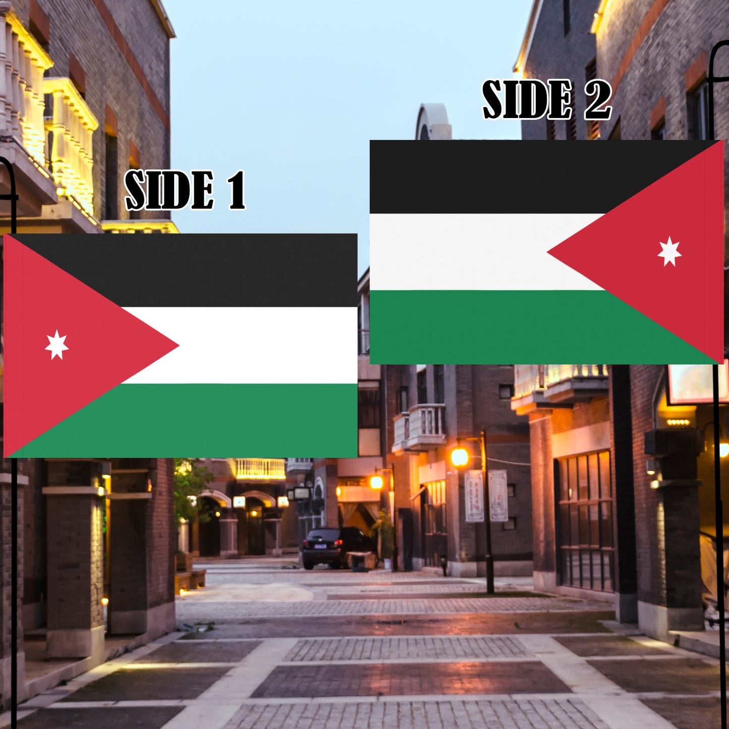 Urban street with Jordan flags by Luv My Flag.