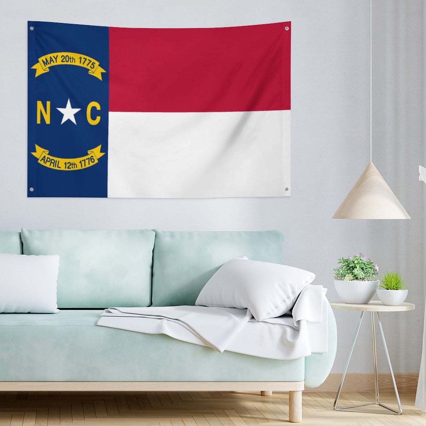North Carolina Flag Inspired Wall Mount Flag with Four Grommets (35x59 in)