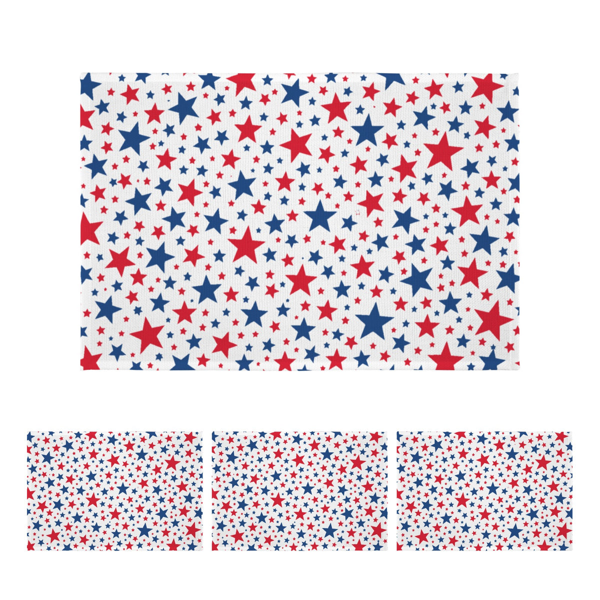 USA/American Flag Inspired Red and Blue Stars Random Pattern Placemat Sets 18”x12” 4, 6, 8, or 12 Pack | Printed in the USA