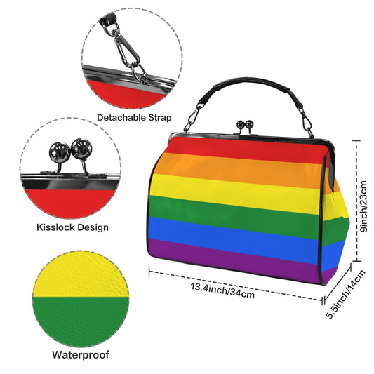 Rainbow Flag Inspired Kisslock Crossbody Shoulder Bag-Large (Model 1752)