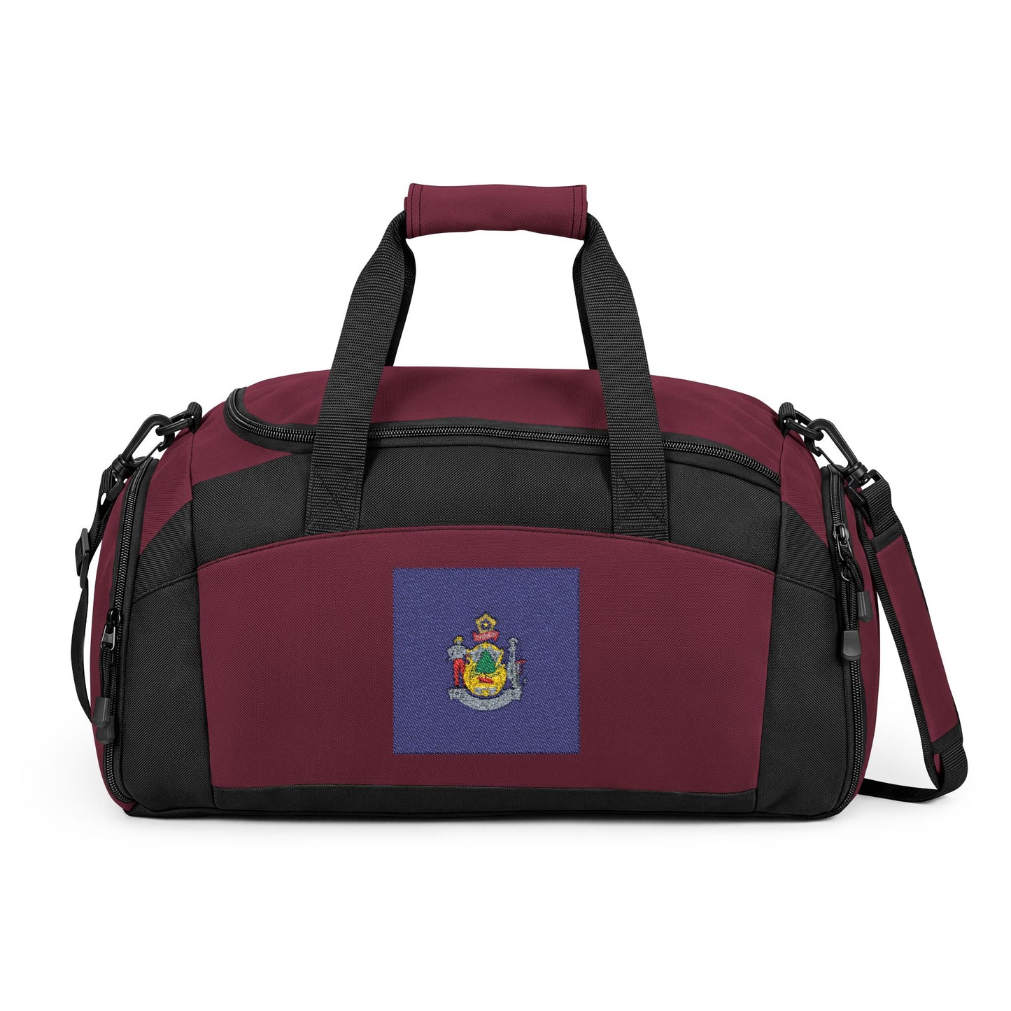 Michigan Flag Gym Bag — Black Duffle with Embroidered Michigan Flag