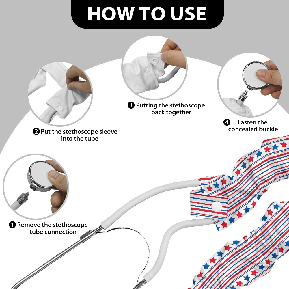 USA/American Flag Inspired Stars and Stripes Pattern Stethoscope Protective Cover