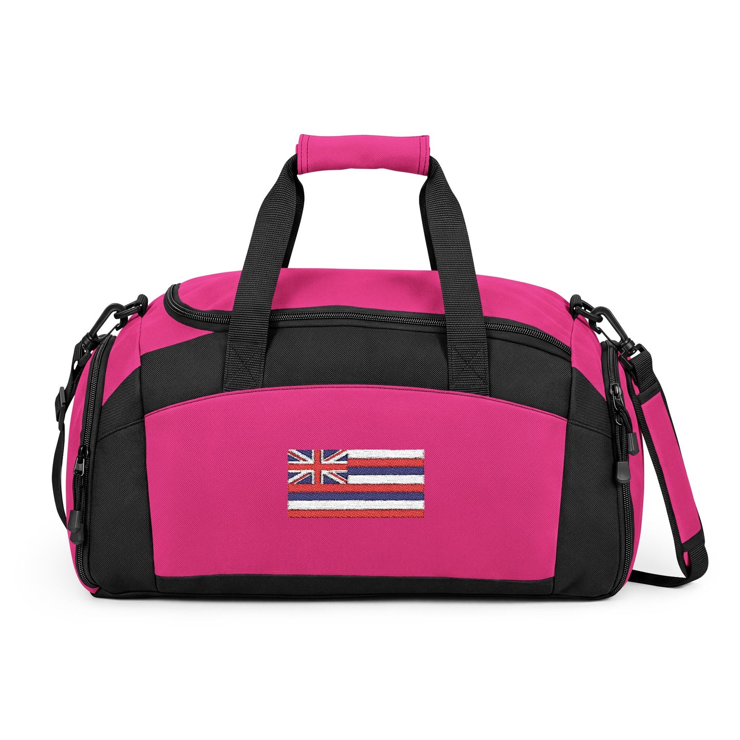 Hawaii Flag Gym Bag — Black Duffle with Embroidered Hawaii Flag