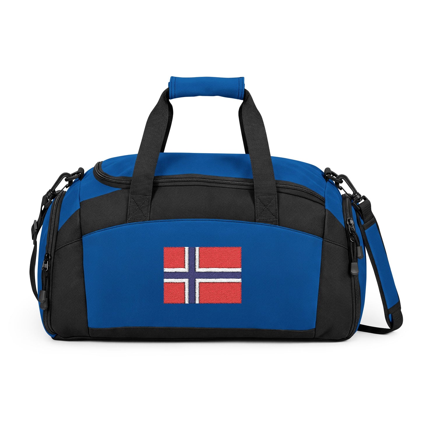 Norway Flag Gym Bag — Black Duffle with Embroidered Norway Flag