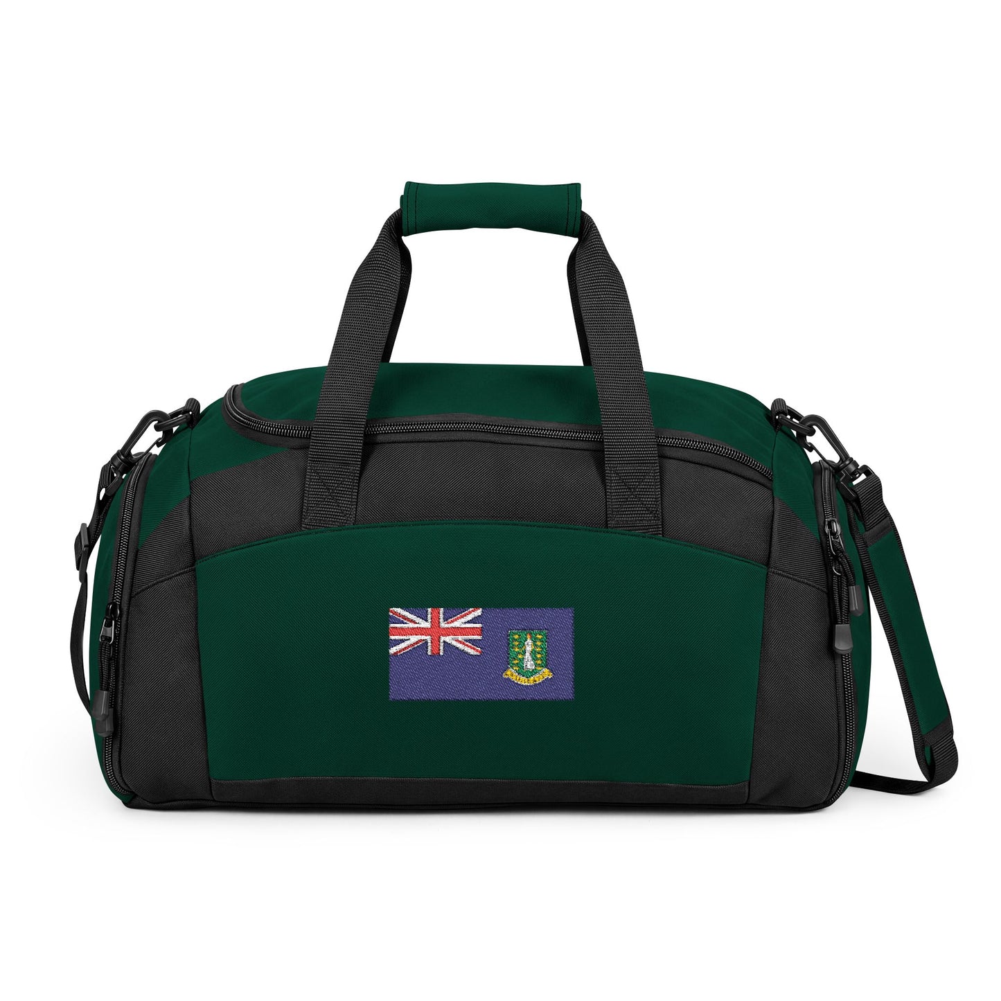 Virgin Islands (British) Flag Gym Bag — Black Duffle with Embroidered Virgin Islands (British) Flag