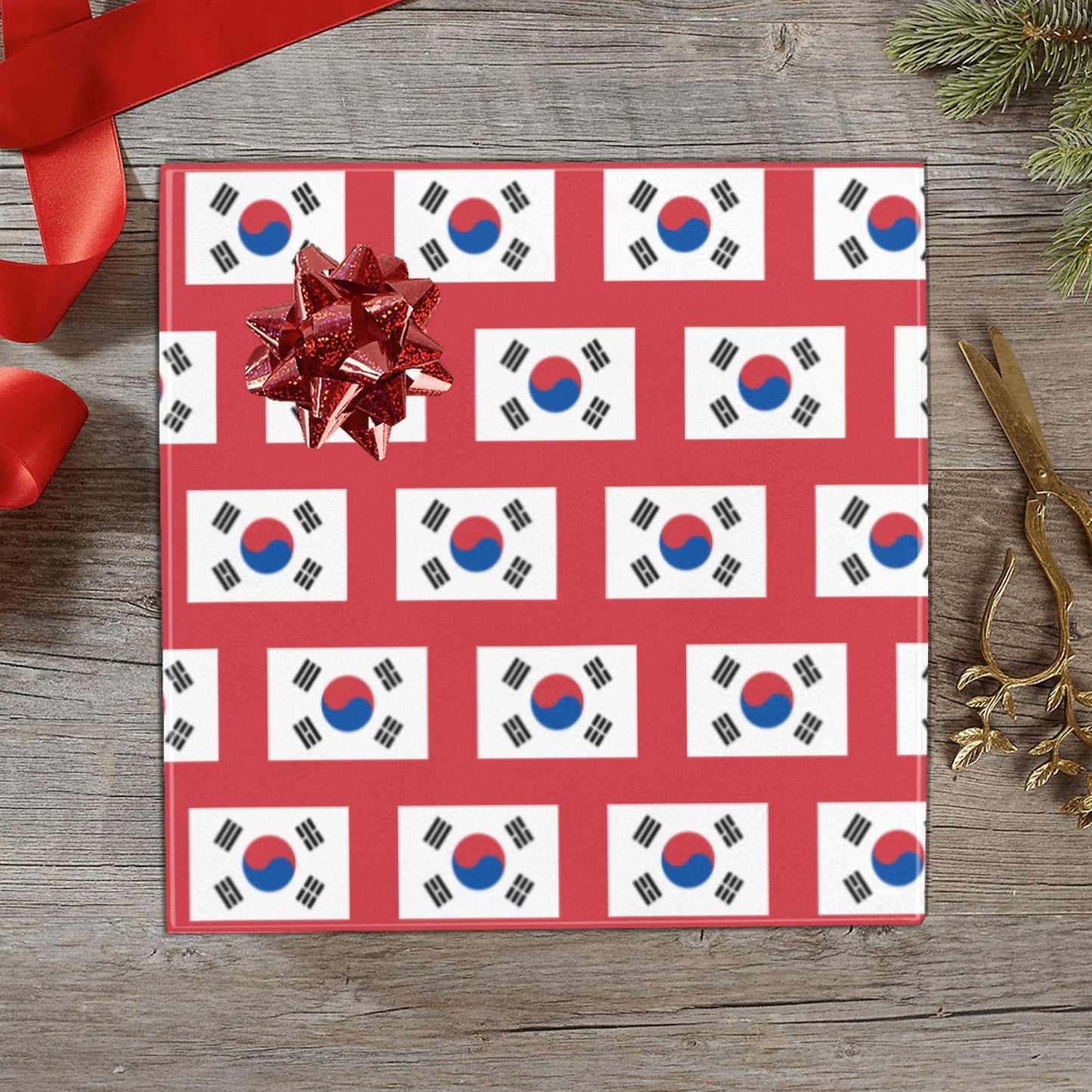 South Korea Flag Inspired Custom Gift Wrapping Paper 58"x 22.5" (4 Rolls)