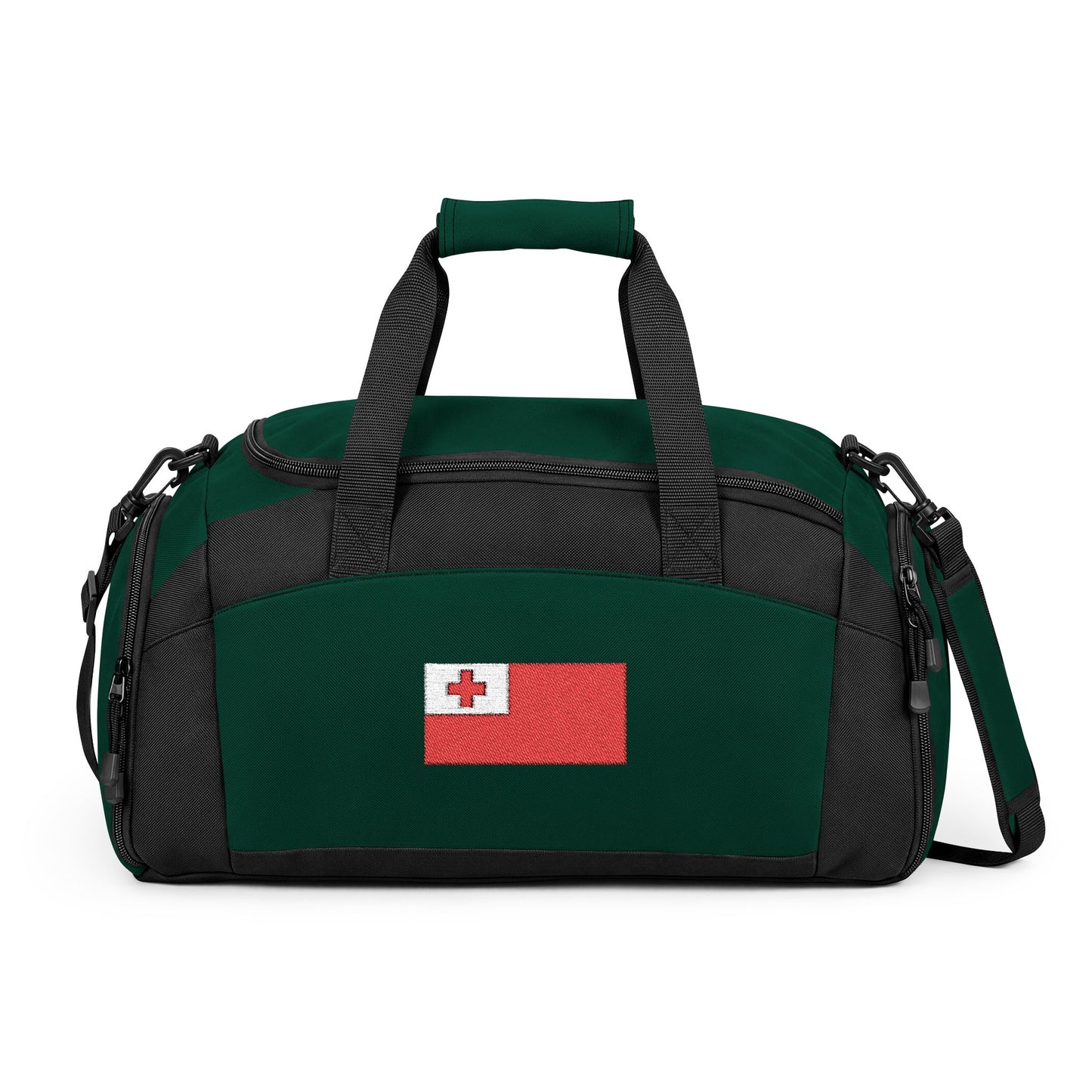 Tonga Flag Gym Bag — Black Duffle with Embroidered Switzerland Flag