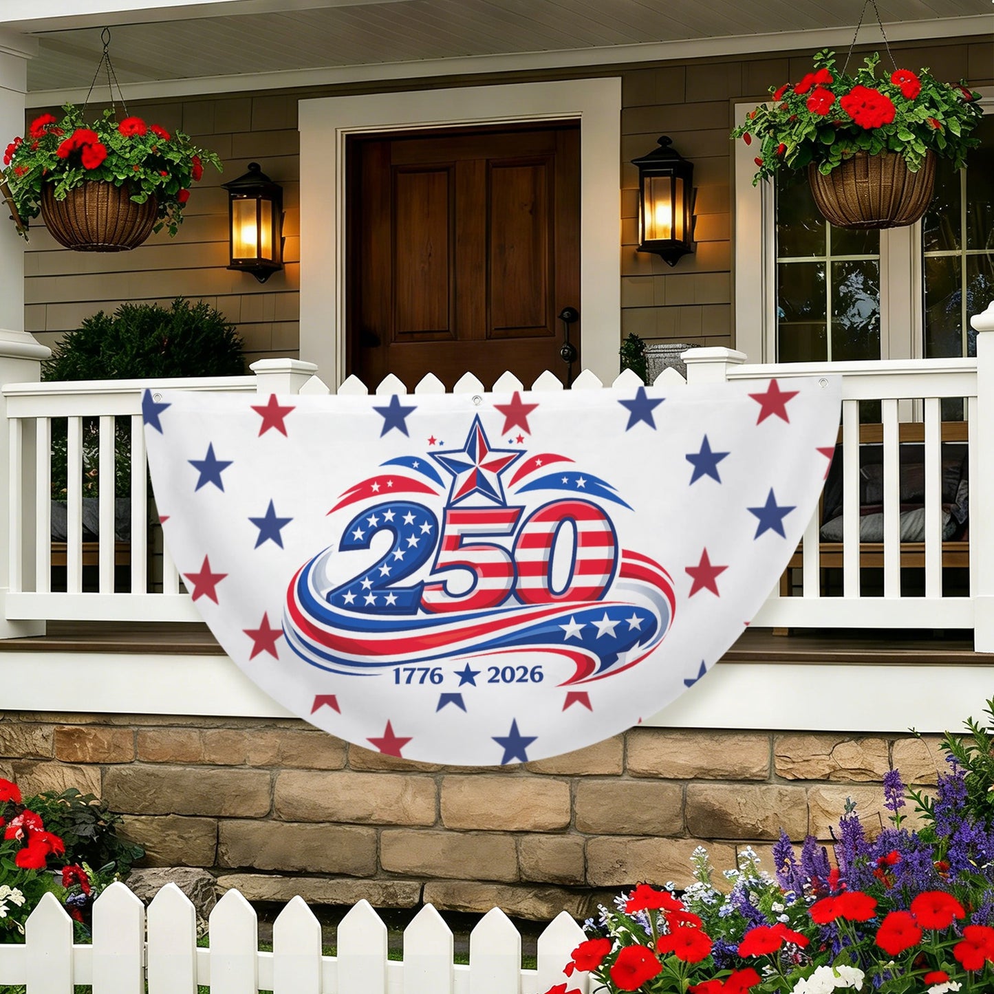 250th Anniversary of the USA Semi Circle Flag 72 x 36 inch Style-2 (Printed in the USA）