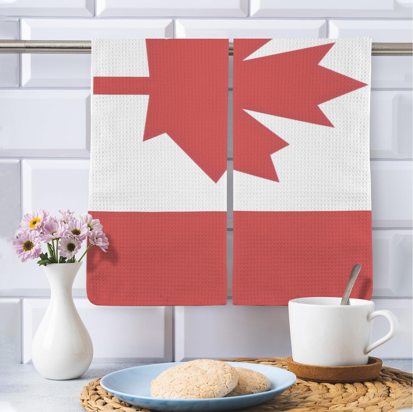 Canada Flag Inspired Kitchen Towel 40X60cm (Pack of 2) (Made in the USA)