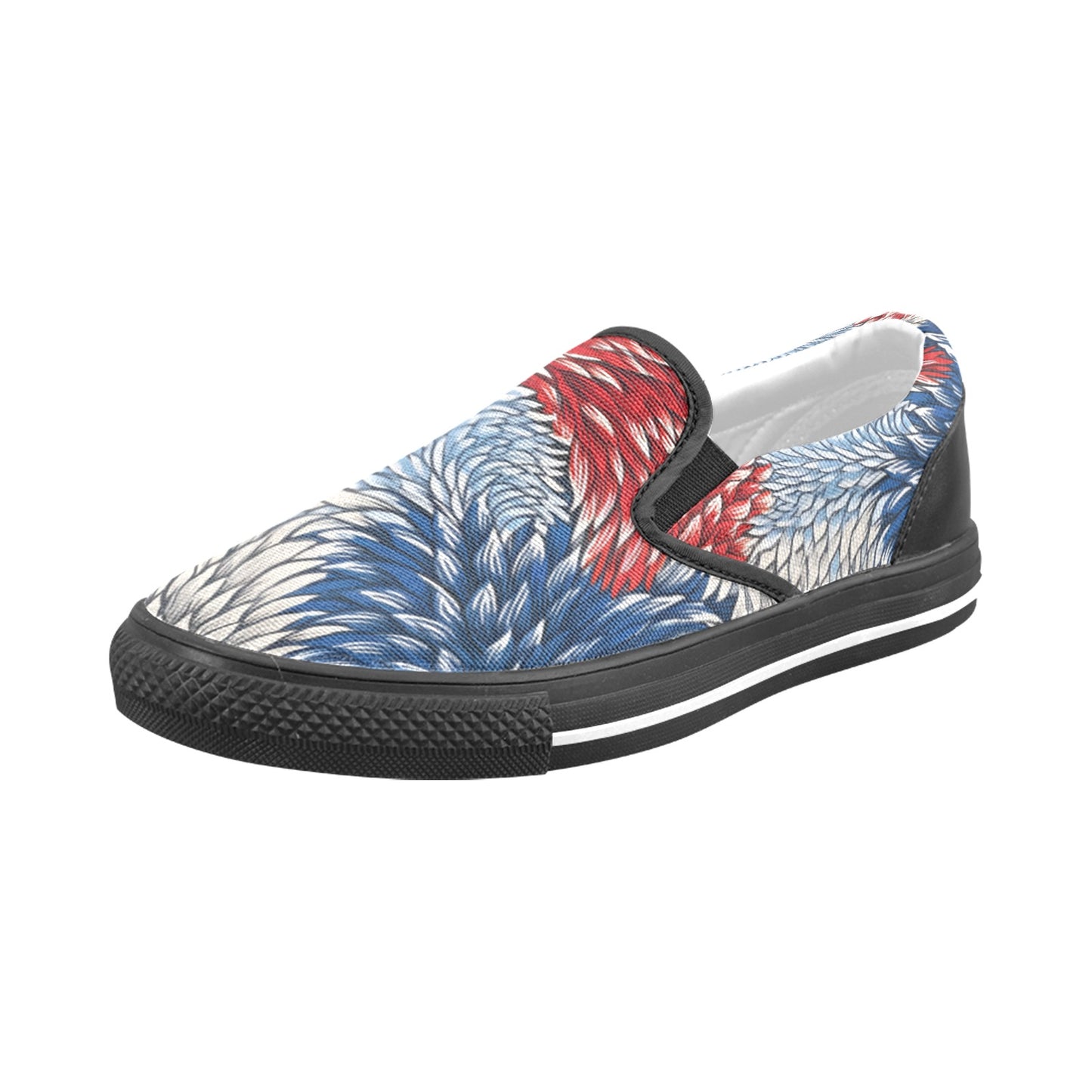 USA/American Flag Inspired Feather Pattern Men's Slip-on Canvas Shoes