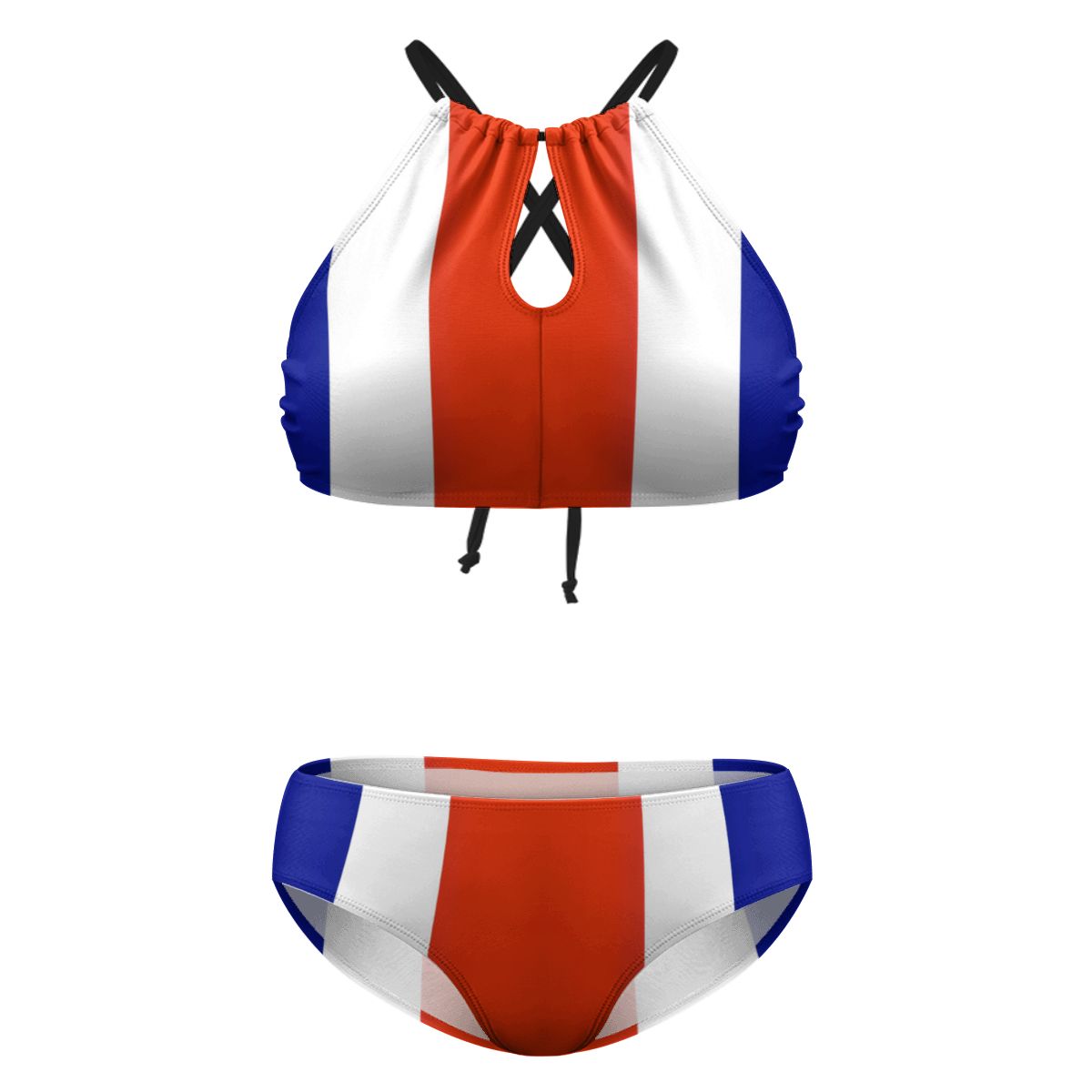 Costa Rica Flag Inspired Plus Size High Waisted Bikini