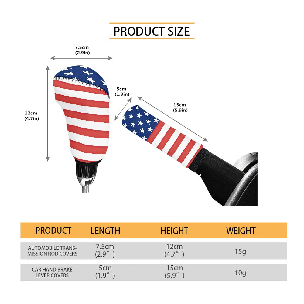 USA/American Flag Inspired Gear Lever Cover+Hand Brake Cover