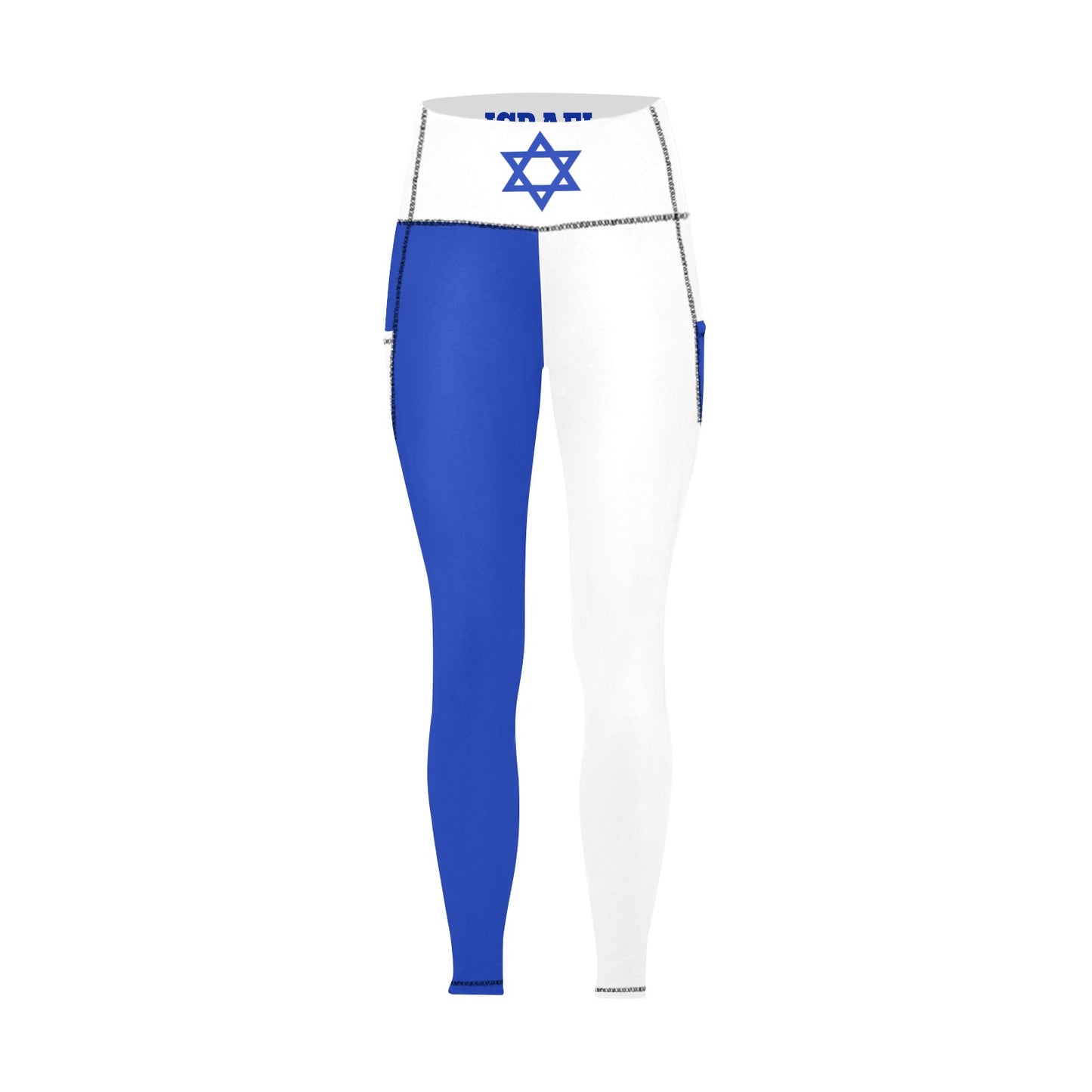 Israel Flag Inspired Women's  High Waist Leggings with Pockets