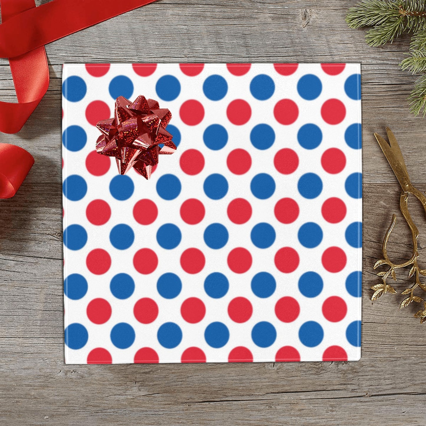 USA/American Flag Inspired Polka Dot Pattern Custom Gift Wrapping Paper 58"x 22.5" (4 Rolls)