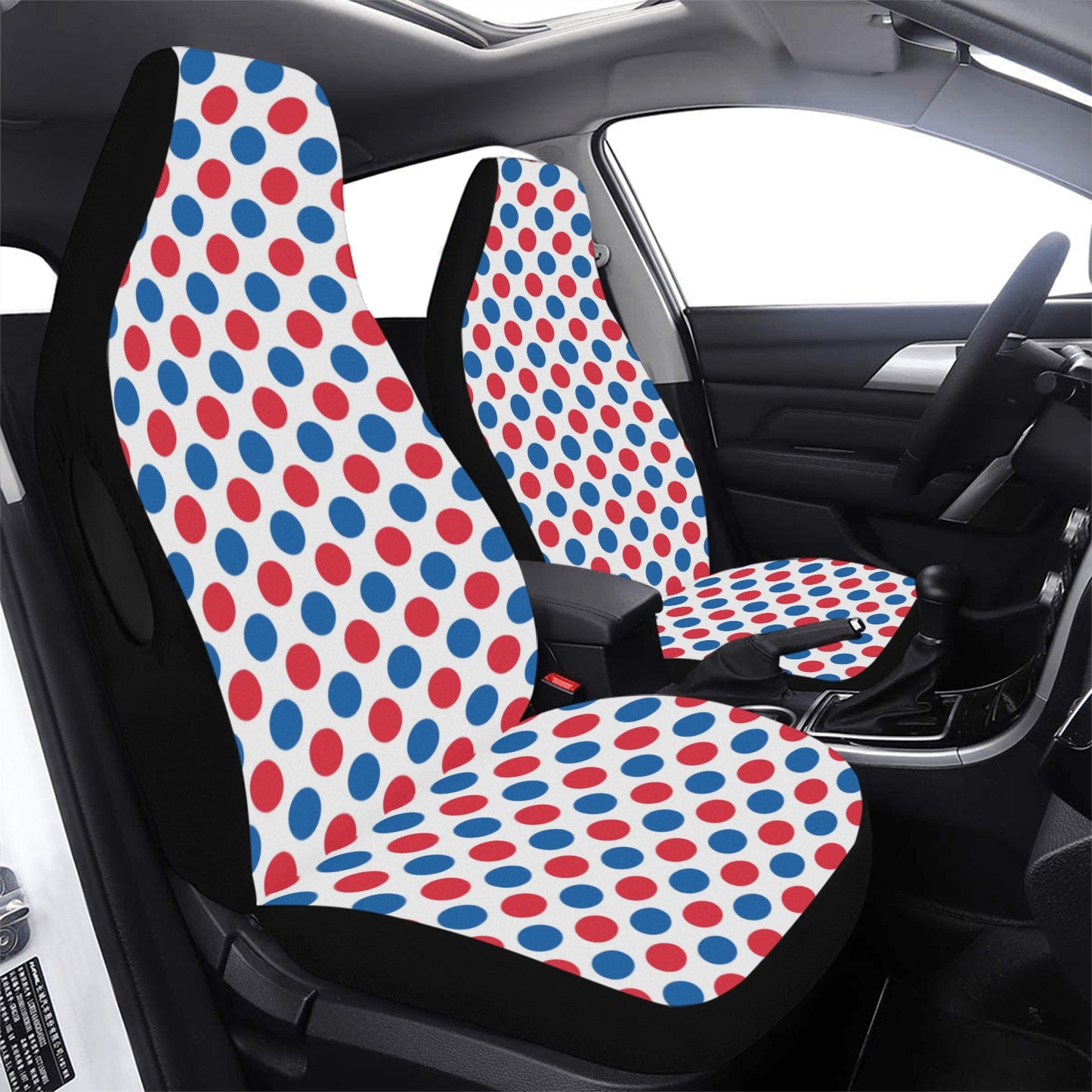 USA/American Flag Inspired Polka Dot Pattern Car Seat Cover Airbag Compatible(Set of 2)
