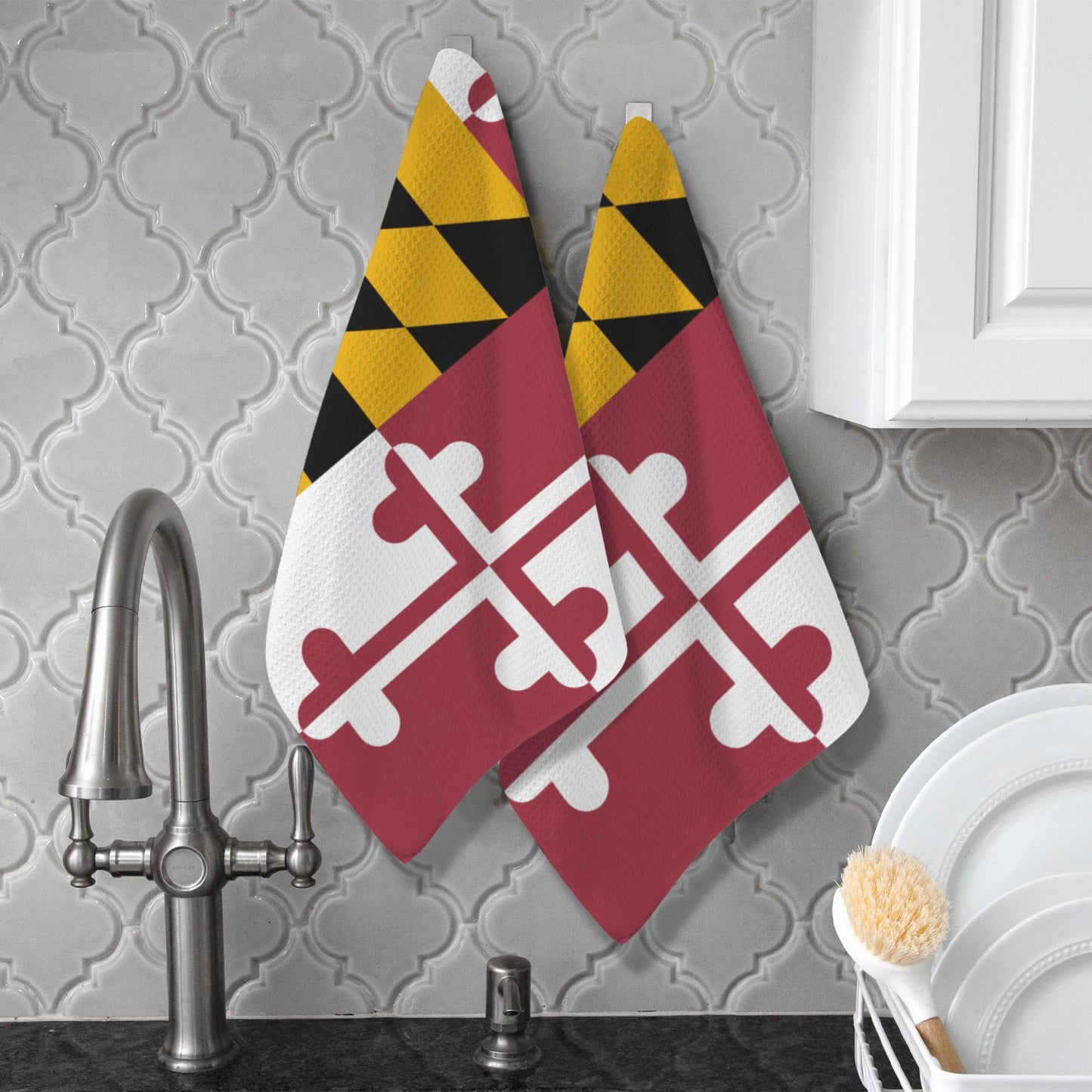Maryland Flag Inspired Kitchen Towel 40X60cm (Pack of 2) (Made in the USA)