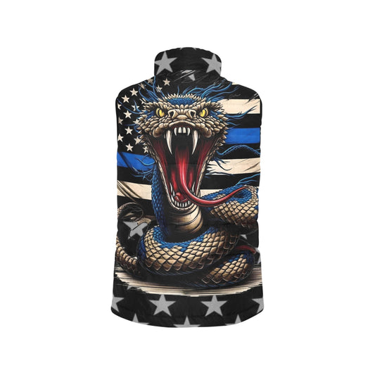 Thin Blue Line Inspired Flag and Snake Women's Padded Vest
