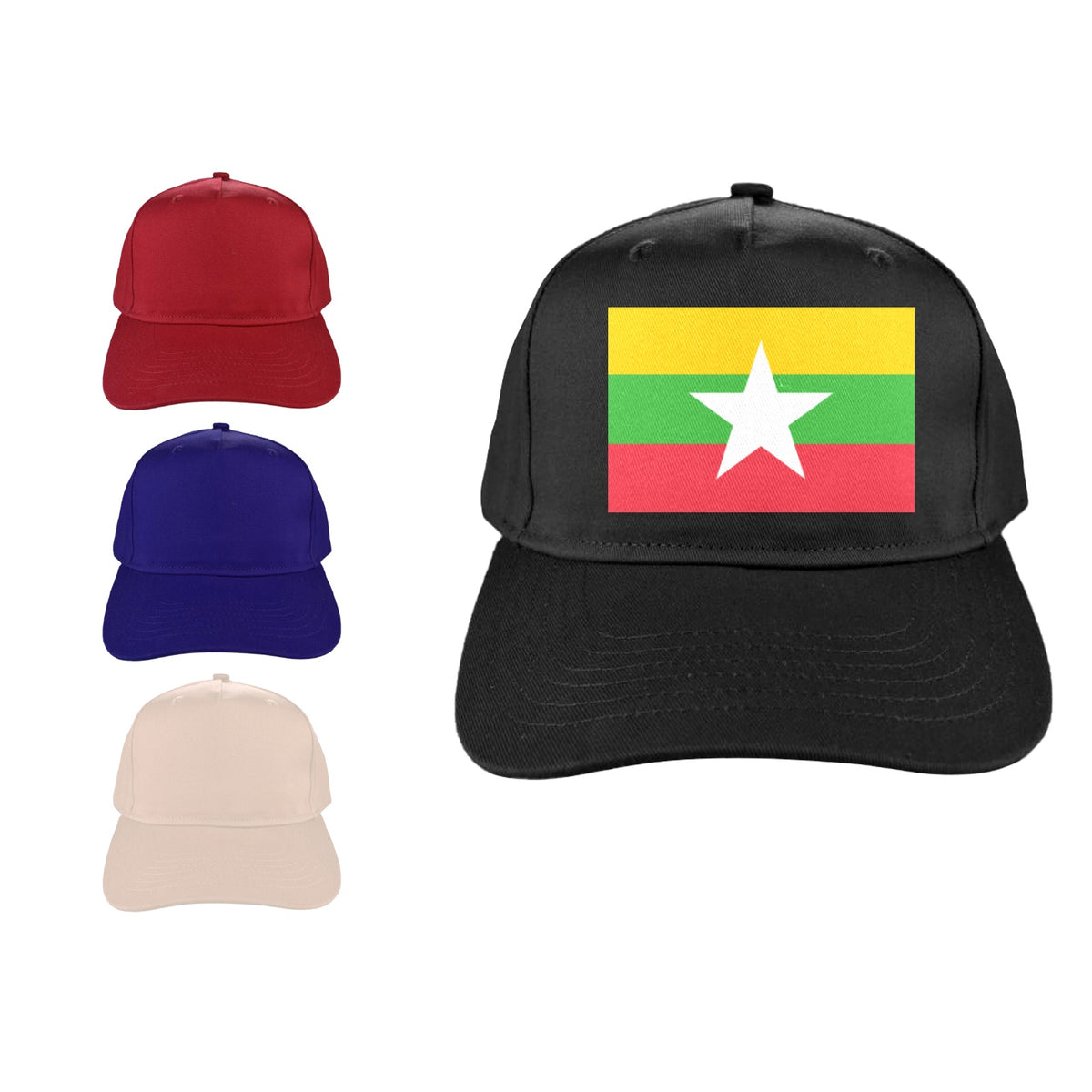Myanmar Flag Inspired Baseball Cap | Printed in the USA