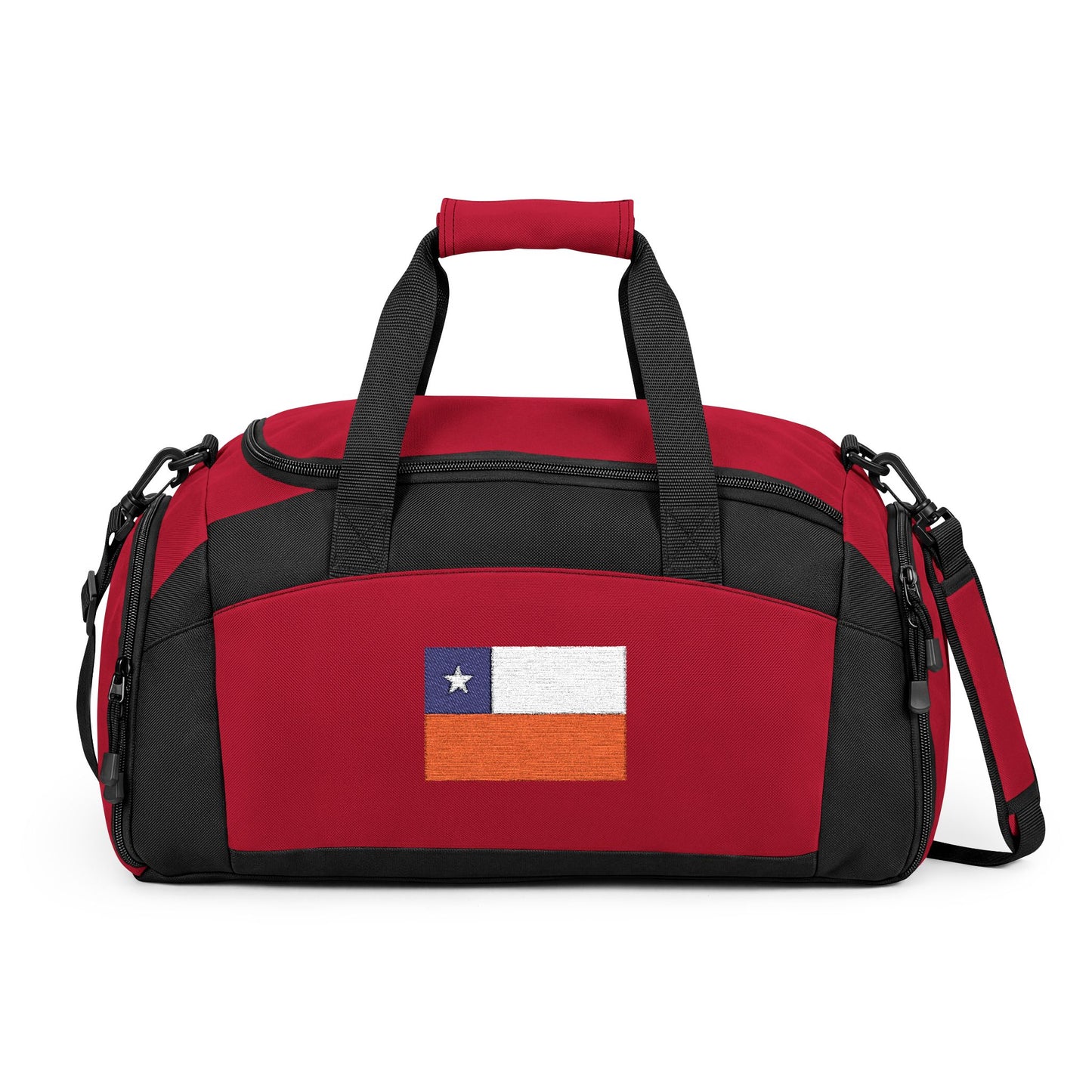 Chile Flag Gym Bag — Black Duffle with Embroidered Chile Flag