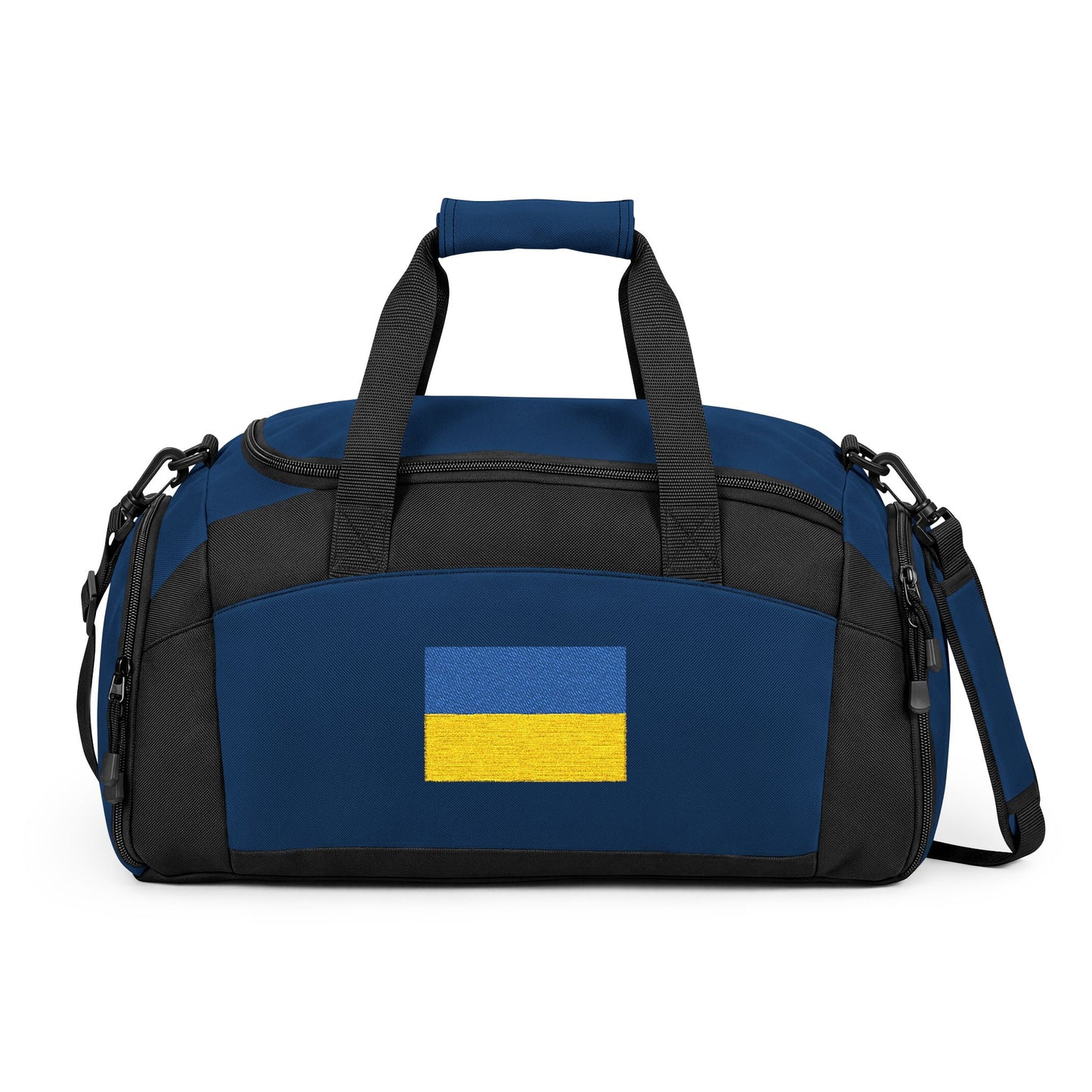 Ukraine Flag Gym Bag — Black Duffle with Embroidered Ukraine Flag