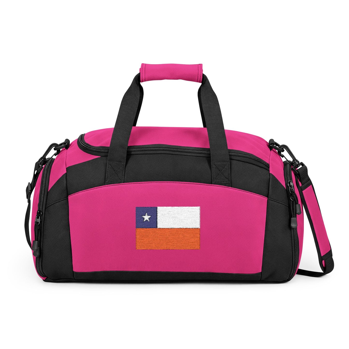 Chile Flag Gym Bag — Black Duffle with Embroidered Chile Flag