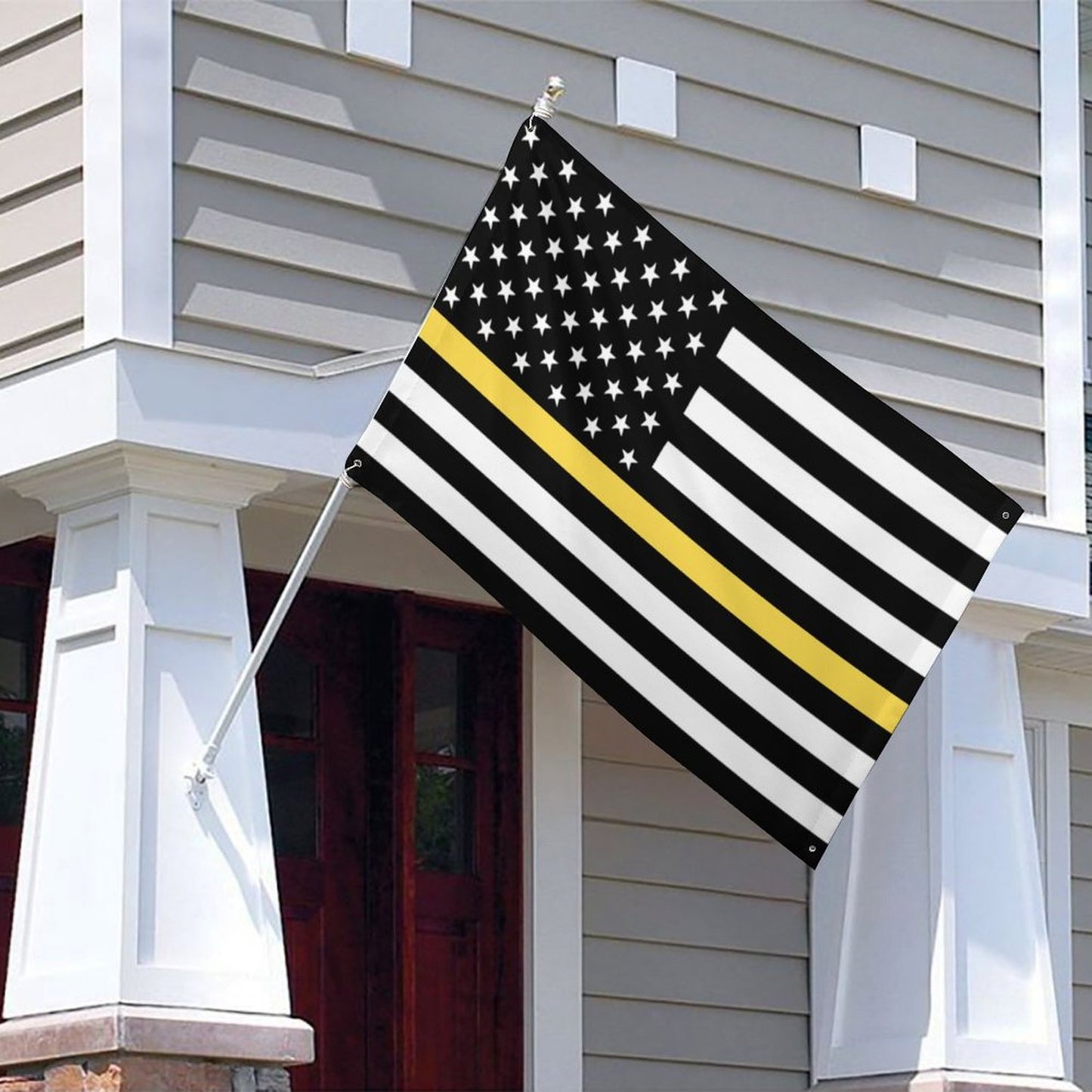 Thin Gold Line Flag Inspired Wall Mount Flag with Four Grommets (35x59 in)