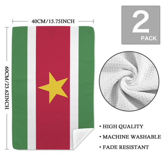 Suriname Flag Inspired Kitchen Towel 40X60cm (Pack of 2) | Printed In the USA