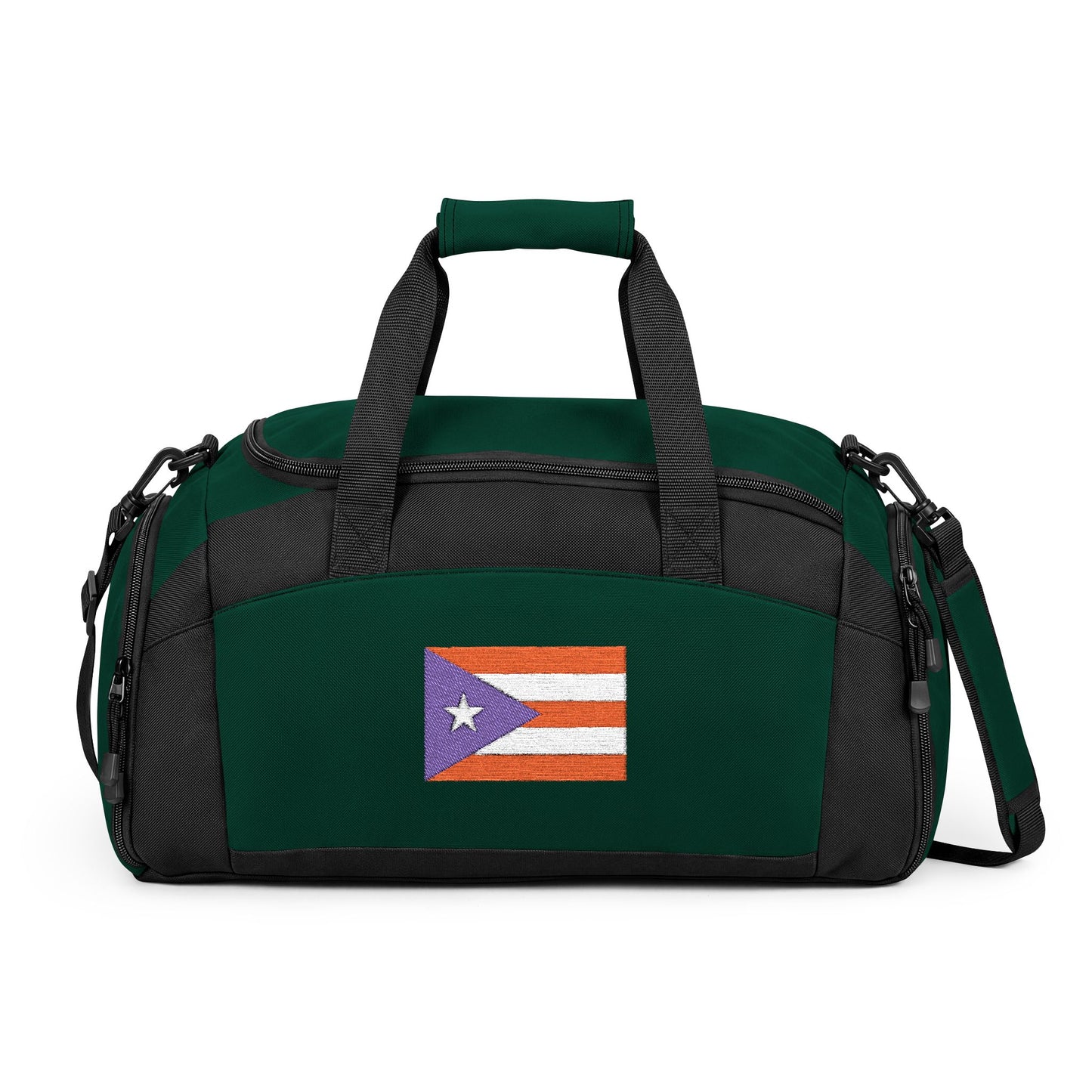 Puerto Rico Flag Gym Bag — Black Duffle with Embroidered Puerto Rico Flag