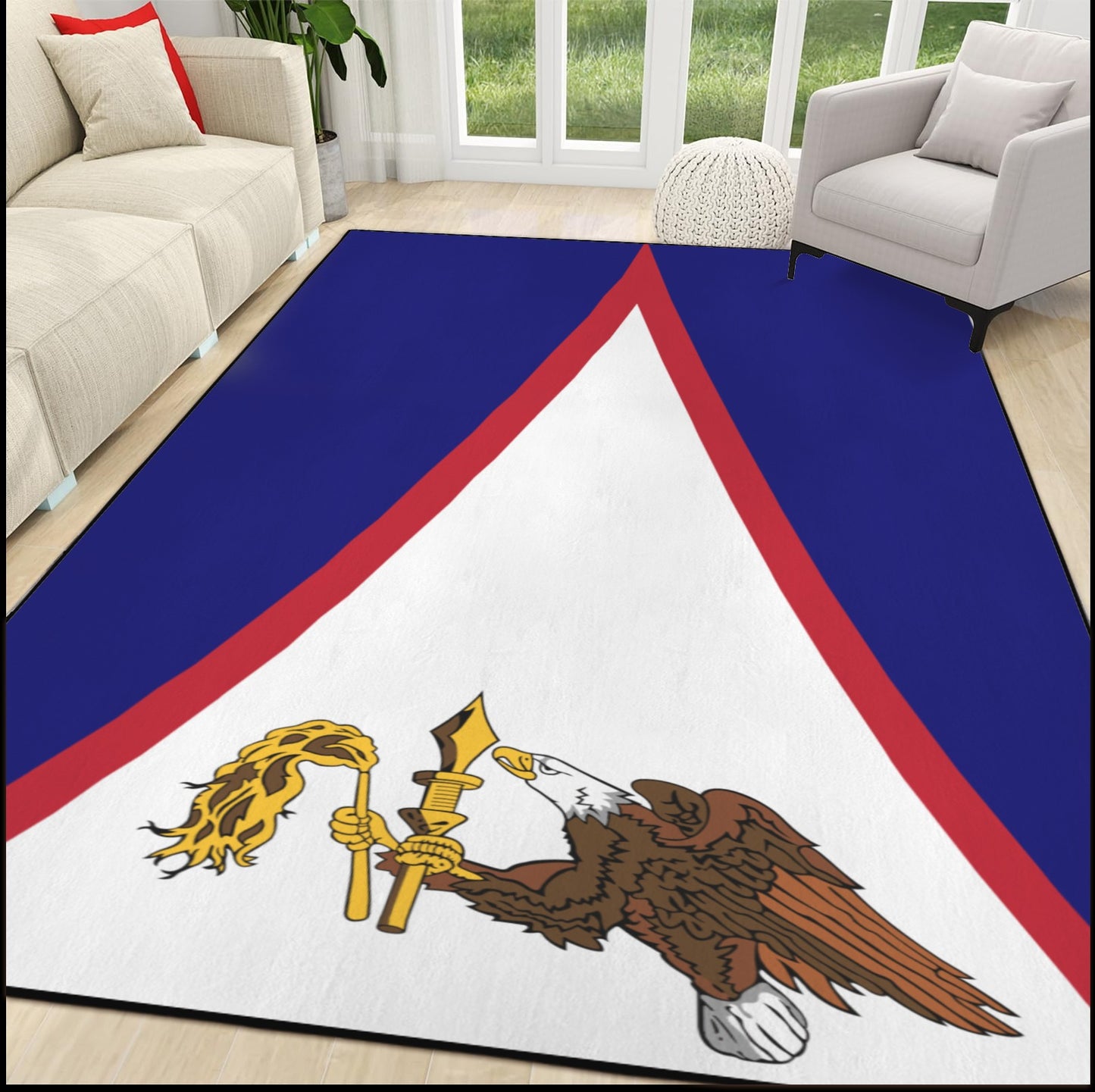 American Samoa Flag Inspired 84x60 Inch Area Rug with Black Binding (Made in the USA)