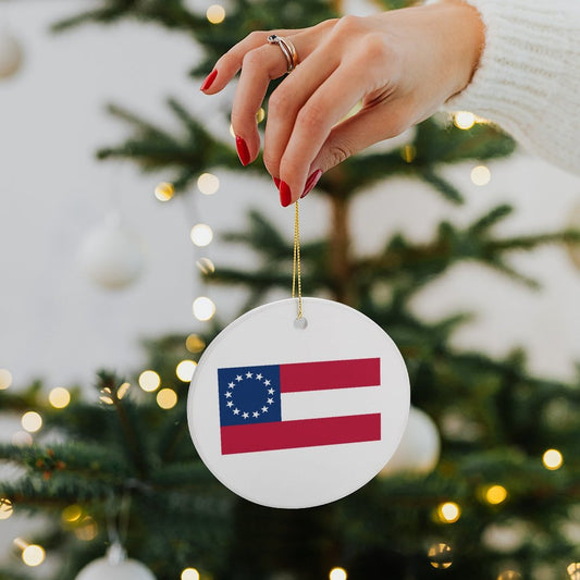 Confederate States Flag Inspired Circle Ceramic Ornament Made in USA Circle Ceramic Ornament (Made in USA)