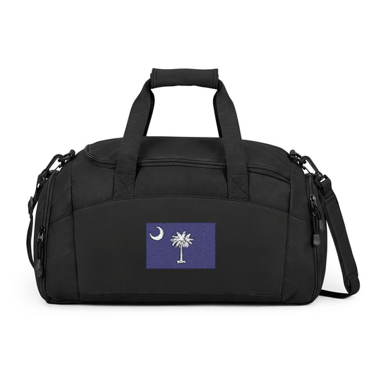 South Carolina Flag Gym Bag — Black Duffle with Embroidered South Carolina Flag
