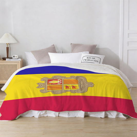 Andorra Flag Inspired Sherpa Fleece Blanket 90" x 108" | Ships from USA