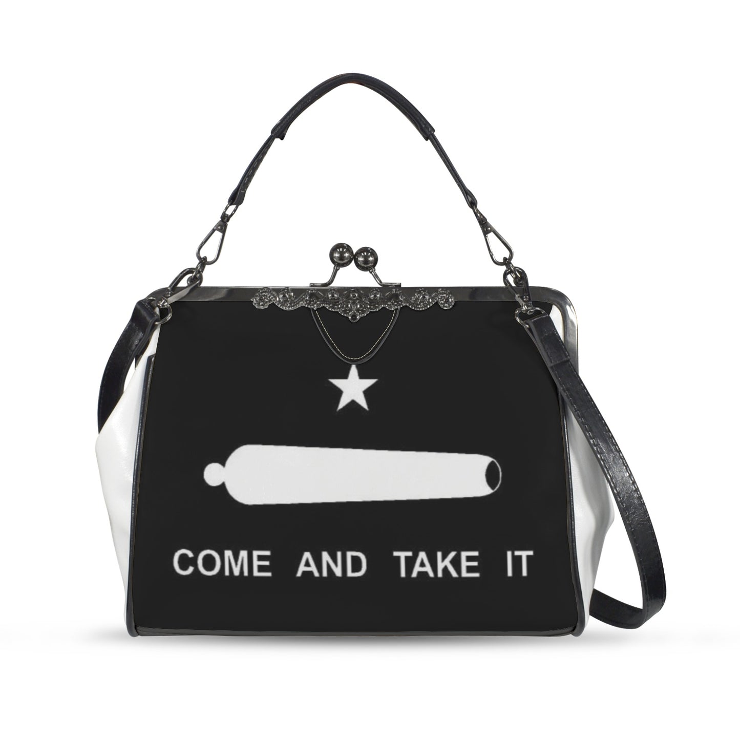 Come and Take It Flag Inspired Kisslock Crossbody Shoulder Bag