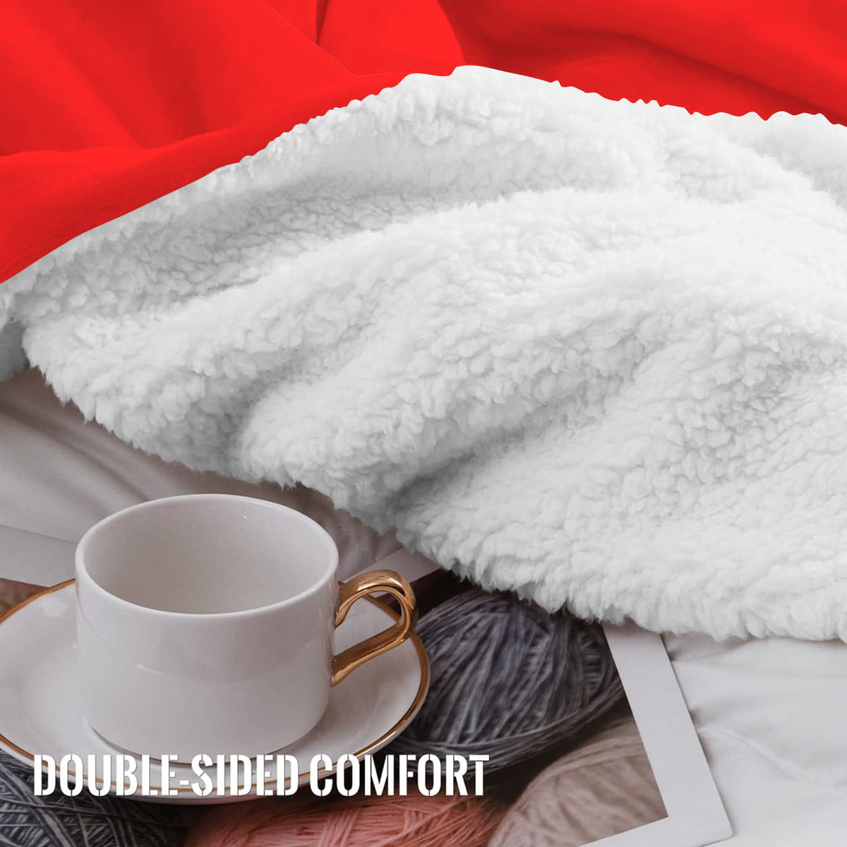 Albania Flag Inspired Sherpa Fleece Blanket 90" x 108" | Ships from USA