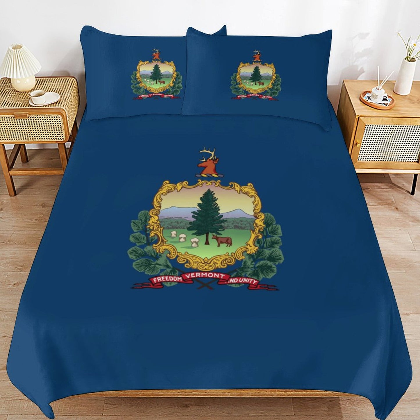 Vermont Flag Inspired 3-Piece Bedding Set (1 Duvet Cover + 2 Pillow Shams) – 102"×90"